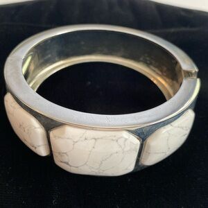 Chunky Silver and White Stone Bracelet